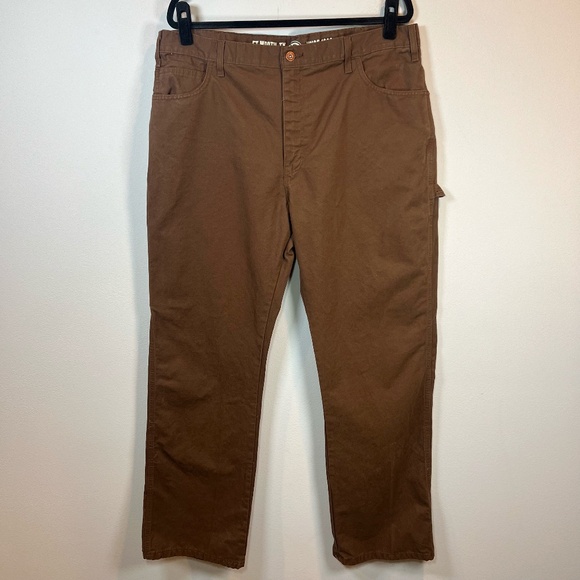 Dickies Men's Relaxed Fit Duck Carpenter Pants Brown Utility Workwear Size 36x32 - Picture 1 of 14